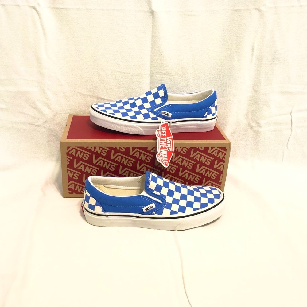NWT Slip On Vans Blue Checkered